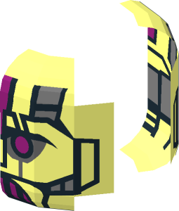 ~Minifig Head Robot with Silver Plates and Magenta Eyes Pattern - Half