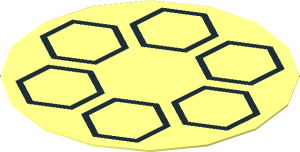 Sticker 1.7 x 1.7 Round with 6 Black Hexagons