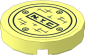 Tile  2 x  2 Round with Black Manhole Cover and "N.Y.C." (Closed Outer Ring) Sticker