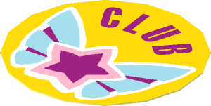 Sticker  1.8 x  1.8 Round with "CLUB" and Magenta Star on Butterfly Wings