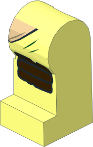Minifig Leg Left with Turtle Shell, Dark Brown Knee Pad and Dark Green Scratches Pattern