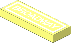 Tile  1 x  3 with White "BROADWAY" and Border Sticker