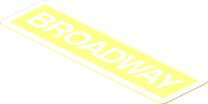 Sticker  0.8 x  2.8 with with White "BROADWAY" and Border