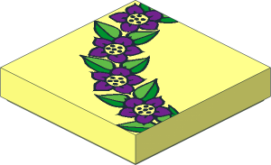 Tile  2 x  2 with  4 Purple Flowers on Bright Green/Green Leaves Pattern