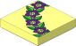 Tile  2 x  2 with  4 Purple Flowers on Bright Green/Green Leaves Pattern