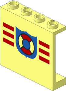 Panel  1 x  4 x  3 with Hollow Studs with Coast Guard Logo Sticker