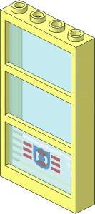 Window  1 x  4 x  6 with Fixed Transparent Light Blue Glass and Coast Guard Logo Sticker