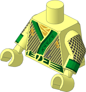 Minifig Torso with Printed Arms and Hands with Green Robe with Diamonds and Green Emblem Pattern