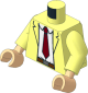 Minifig Torso with Arms and Light Nougat Hands with Open Suit Jacket with White Shirt, Dark Red Tie and Reddish Brown Belt Pattern
