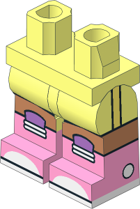 Minifig Hips and Legs with Stripes, Kneepad and Bright Pink Boots Pattern