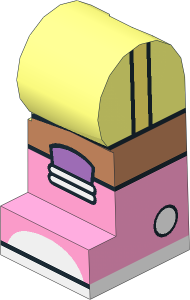 Minifig Leg Left with Stripes, Kneepad and Bright Pink Boots Pattern
