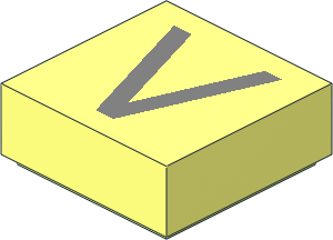 Tile  1 x  1 with Silver "V" Pattern