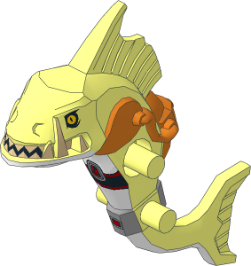 Minifig Mutant Fish with Orange Breathing Apparatus and White Belly Pattern