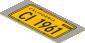 Sticker  1.8 x  3.8 with Bright Light Orange License Plate and Black "CALIFORNIA" and "CI 1961" on Light Bluish Grey Background