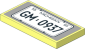 Tile  2 x  4 with White License Plate and Black "19 MICHIGAN 61" and "GM - 0937" on Light Bluish Grey Background Sticker