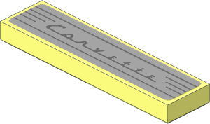 Tile  1 x  4 with Dark Bluish Grey "Corvette" on Light Bluish Grey Background Sticker