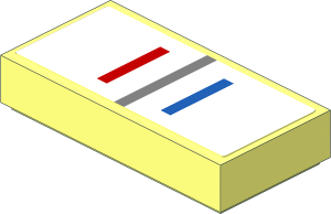 Tile  1 x  2 with Red, Metallic Silver and Blue Stripes on White Background Sticker