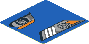 Sticker  1.9 x  1.8 with Headlights on Blue Background Right