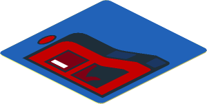 Sticker  1.9 x  1.8 with Taillamp on Blue Background Left (Needs Work)