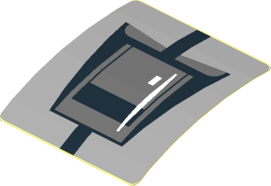 Sticker  1.8 x  1.9 with Black Air Vent on Grey Background (Formed)