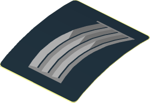 Sticker  1.9 x  1.8 with Silver Air Vents on Black Background Left (Formed) (Needs work)