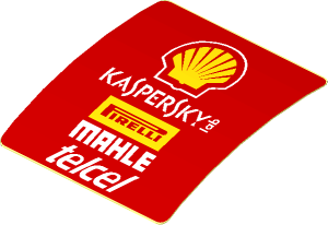 Sticker  1.8 x  1.9 with Logos on Red Background (Formed)