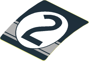 Sticker  1.9 x  1.8 with Black Number 2 in White Disc on Black Background (Formed)