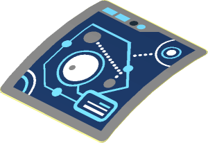 Sticker  1.9 x  1.8 with Medium Azure and White Connected Circles and Lines (Formed)