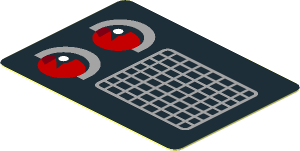 Sticker  1.3 x  1.8 with Grey Air Vent and Red Taillamp on Black Background Left