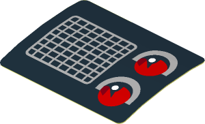 Sticker  1.3 x  1.8 with Grey Air Vent and Red Taillamp on Black Background Right (Formed)