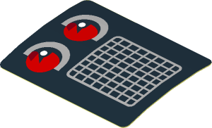 Sticker  1.3 x  1.8 with Grey Air Vent and Red Taillamp on Black Background Left (Formed)