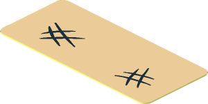 Sticker  0.8 x  1.8 with Two Black Hashes on Tan Background