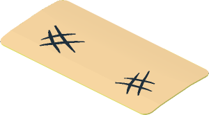 Sticker  0.8 x  1.8 with Two Black Hashes on Tan Background (Formed)