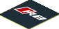 Sticker  1.9 x  1.8 with Red and White R8 Logo on Black Background