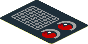 Sticker  1.3 x  1.8 with Grey Air Vent and Red Taillamp on Black Background Right