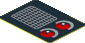 Sticker  1.3 x  1.8 with Grey Air Vent and Red Taillamp on Black Background Right