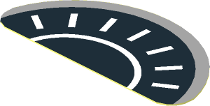Sticker  0.9 x  1.8 Half Round with Black and White Speedometer on Light Bluish Grey Background