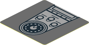 Sticker  1.8 x  1.8 with Black and Light Bluish Grey Car Centre Console on Dark Bluish Grey Background