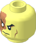 Minifig Head with Scarred Half and Frown Pattern