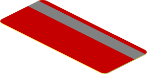Sticker  0.8 x  1.9 with Metallic Silver Right Stripe on Red Background