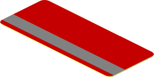 Sticker  0.8 x  1.9 with Metallic Silver Left Stripe on Red Background