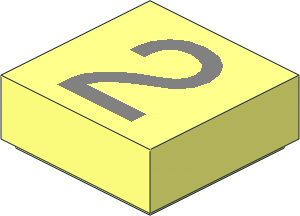 Tile  1 x  1 with Silver "2" Pattern