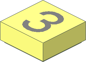 Tile  1 x  1 with Silver "3" Pattern