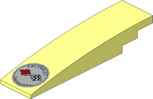 Slope Brick Curved  8 x  2 with Black "CHEVROLET" and "Corvette", Flags on Light Bluish Grey Background Sticker