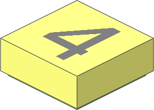 Tile  1 x  1 with Silver "4" Pattern