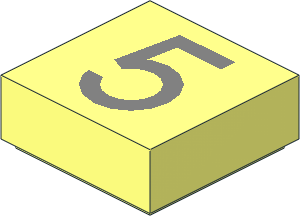 Tile  1 x  1 with Silver "5" Pattern