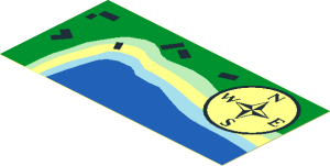 Sticker  1.9 x  3.9 with Shoreline Map and Directional Compass