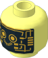 Minifig Head Robot with Gold Circuitry on Black Pattern