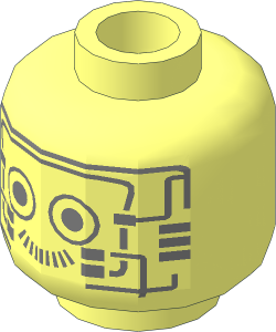 Minifig Head Robot with Silver Circuitry Pattern