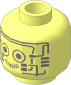 Minifig Head Robot with Silver Circuitry Pattern